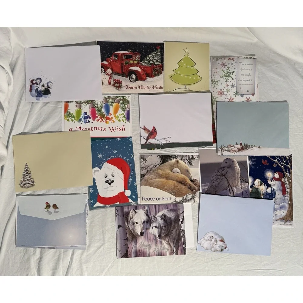 Assorted Lot of 15 Christmas Cards with Envelopes New